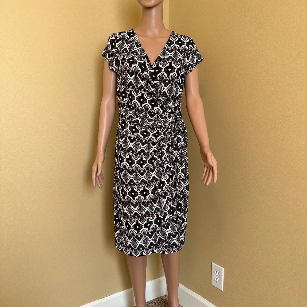 INC Short Sleeve Faux Wrap Dress, Size M